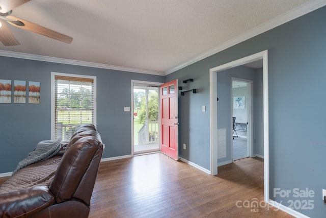 500 Belleview Rd, Rock Hill, SC 29730 - foyer featuring wood finished floors, ornamental molding, ceiling fan, and baseboards
