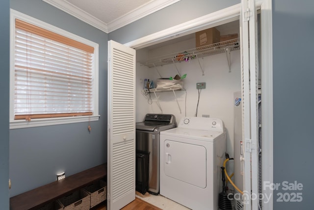 500 Belleview Rd, Rock Hill, SC 29730 - laundry room with washing machine and clothes dryer and crown molding