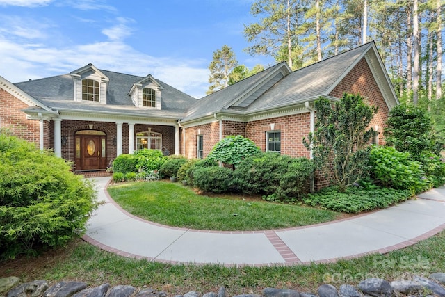 5487 Back Shore Dr, Granite Falls, NC 28630 - view of front facade with brick siding and roof with shingles