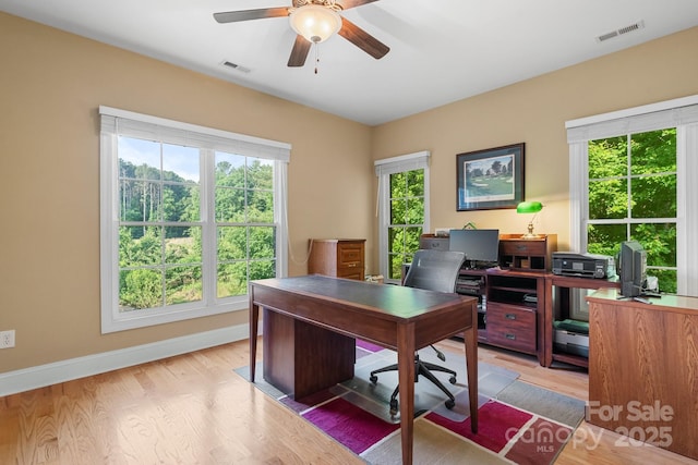 5487 Back Shore Dr, Granite Falls, NC 28630 - office area with ceiling fan, plenty of natural light, and light wood-style flooring