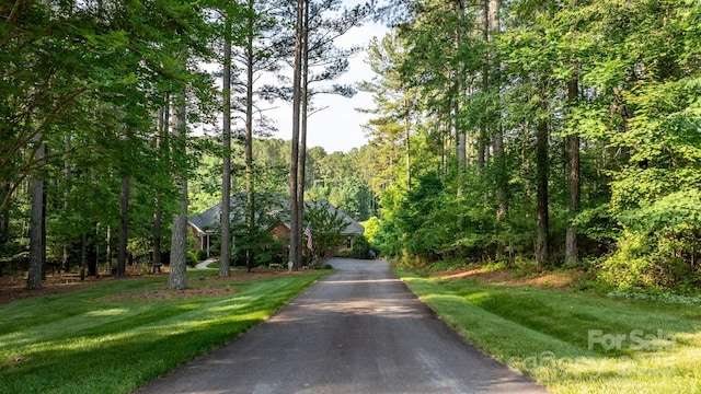 5487 Back Shore Dr, Granite Falls, NC 28630 - view of asphalt driveway with a view of trees