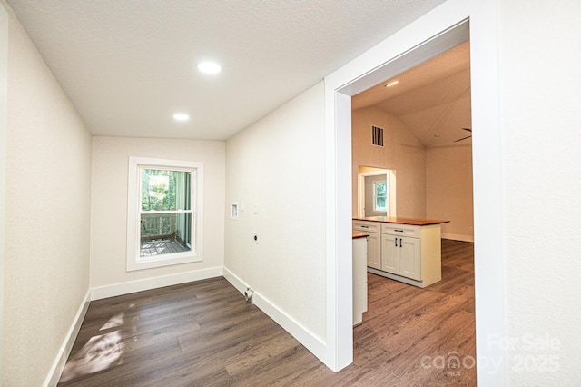 2448 Alfred Hartley Rd, Lenoir, NC 28645 - corridor with wood finished floors, baseboards, recessed lighting, and vaulted ceiling