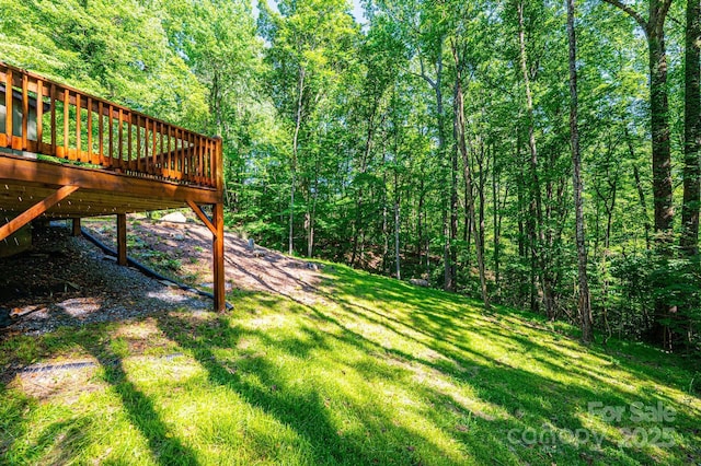2448 Alfred Hartley Rd, Lenoir, NC 28645 - view of grassy yard with a deck and a view of trees