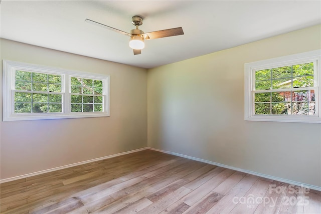 381 Mountain View St, Forest City, NC 28043 - unfurnished room featuring a ceiling fan, light wood-type flooring, and baseboards