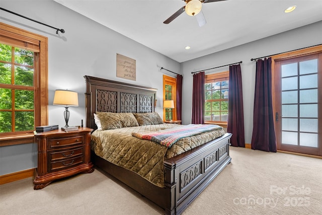 2160 Valle Cay Dr, Vilas, NC 28692 - carpeted bedroom featuring baseboards, a ceiling fan, and recessed lighting