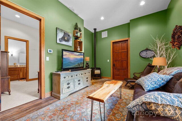 2160 Valle Cay Dr, Vilas, NC 28692 - living area featuring wood finished floors, baseboards, and recessed lighting