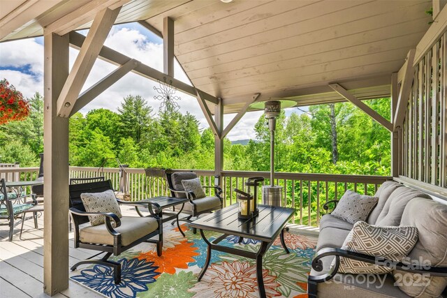 2160 Valle Cay Dr, Vilas, NC 28692 - wooden deck featuring an outdoor living space