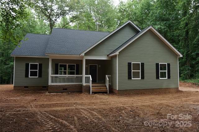 3452 Hands Mill Highway, York, SC 29745 - view of front of house with crawl space, covered porch, and roof with shingles