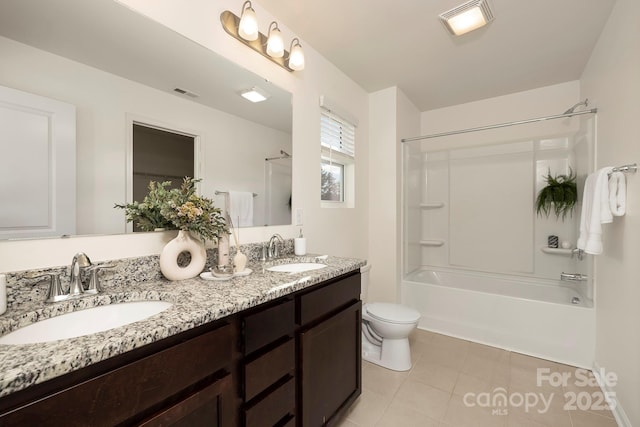 5160 Thomasville Dr Unit 123, Belmont, NC 28012 - bathroom with tile patterned floors, double vanity, bathtub / shower combination, and toilet