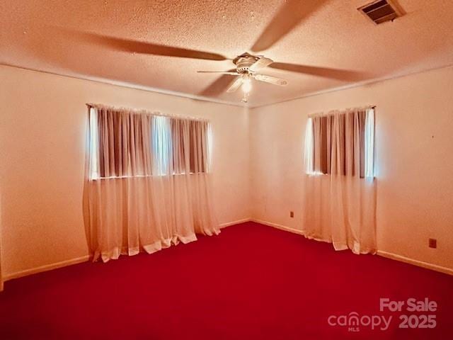 6714 Old Shelby Rd, Vale, NC 28168 - empty room featuring carpet, ceiling fan, a textured ceiling, and baseboards