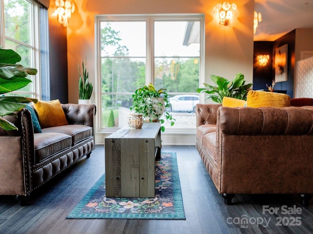 408 Bowling Park Rd, Asheville, NC 28803 - living area with dark wood-style flooring