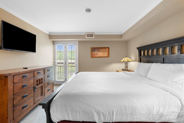 408 Bowling Park Rd, Asheville, NC 28803 - bedroom with access to exterior and ornamental molding