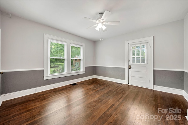 725 W Graham St, Shelby, NC 28150 - unfurnished room featuring hardwood / wood-style flooring, ceiling fan, and baseboards