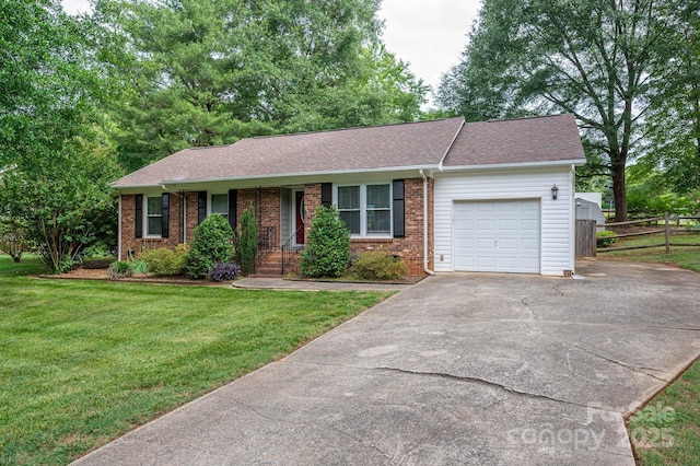 2418 Live Oak Ct, Gastonia, NC 28056 - ranch-style house with an attached garage, brick siding, driveway, and a shingled roof