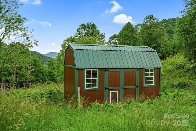 101 Trinity Dr, Clyde, NC 28721 - view of shed with a wooded view and a mountain view