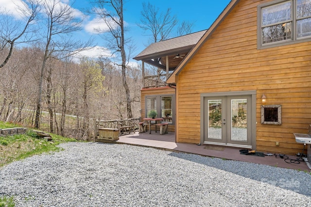 140 Spruce Hollow Rd, Beech Mountain, NC 28604 - rear view of house with french doors, a balcony, a wooden deck, and roof with shingles