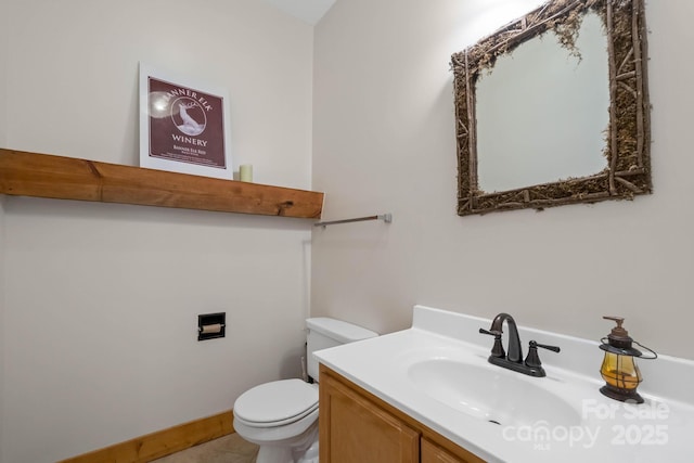 140 Spruce Hollow Rd, Beech Mountain, NC 28604 - half bath featuring toilet, vanity, and tile patterned floors