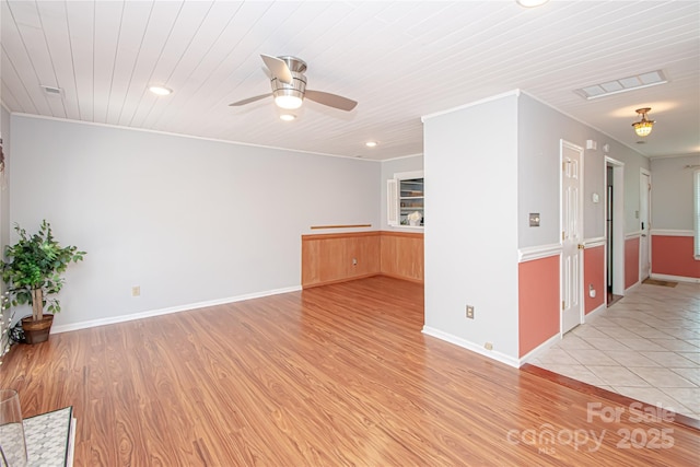 10945 Winterbourne Ct, Charlotte, NC 28277 - unfurnished living room featuring a ceiling fan, recessed lighting, light wood finished floors, and baseboards