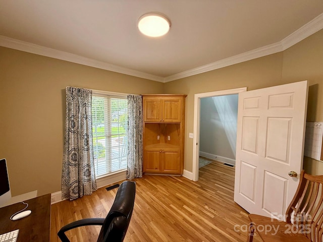 4230 Berry Hill Ct, Concord, NC 28025 - office space featuring crown molding and light wood-type flooring