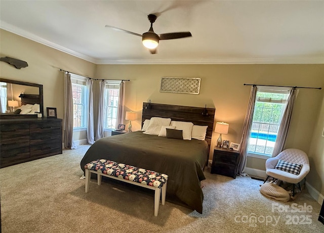 4230 Berry Hill Ct, Concord, NC 28025 - bedroom with carpet floors, ornamental molding, and ceiling fan