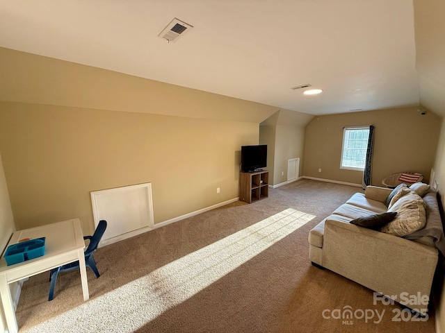 4230 Berry Hill Ct, Concord, NC 28025 - living room featuring lofted ceiling and carpet flooring