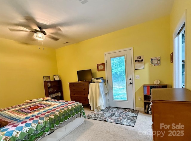 4230 Berry Hill Ct, Concord, NC 28025 - bedroom featuring carpet flooring, access to outside, and ceiling fan