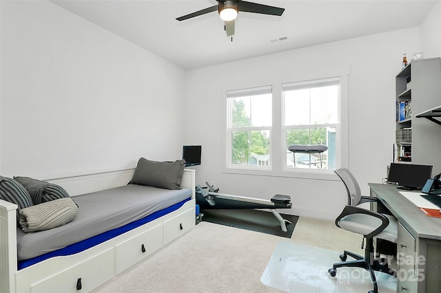 2600 Palm Ave, Charlotte, NC 28205 - carpeted bedroom with a desk and a ceiling fan