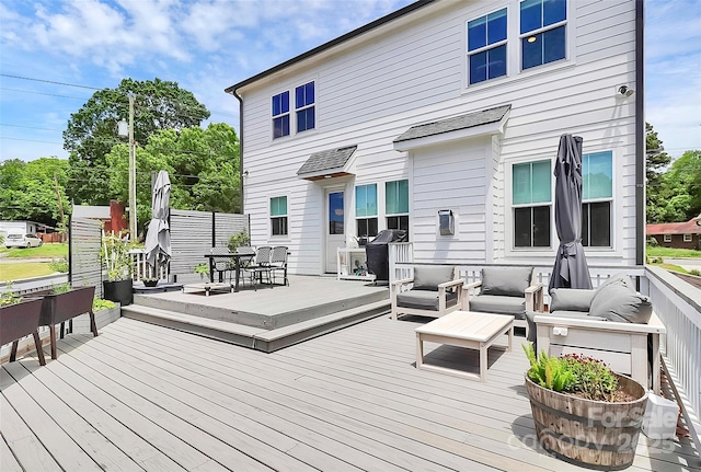 2600 Palm Ave, Charlotte, NC 28205 - wooden deck with outdoor lounge area and outdoor dining area