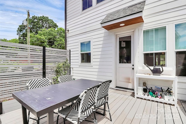 2600 Palm Ave, Charlotte, NC 28205 - wooden deck featuring outdoor dining area