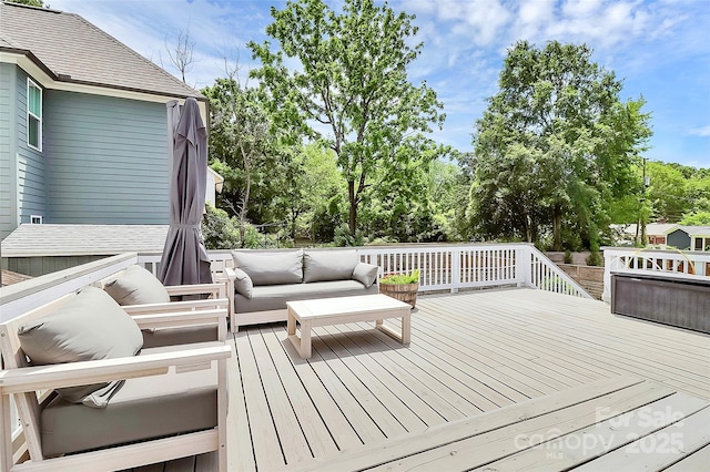 2600 Palm Ave, Charlotte, NC 28205 - deck with outdoor lounge area and view of scattered trees