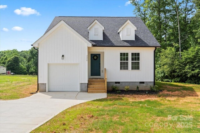 2906 Swicegood Rd, Linwood, NC 27299 - modern farmhouse featuring crawl space, a front lawn, and driveway