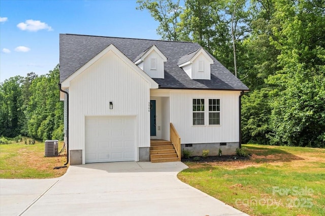 2906 Swicegood Rd, Linwood, NC 27299 - view of front of house with crawl space, concrete driveway, a front lawn, and an attached garage