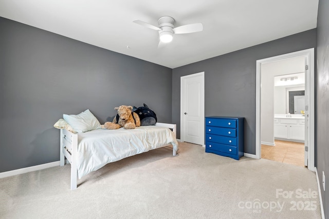 12637 Belmont Mansion Dr, Charlotte, NC 28273 - carpeted bedroom with baseboards, ceiling fan, and ensuite bath