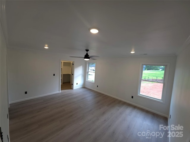 4364 Grover Pl, Granite Falls, NC 28630 - spare room with crown molding, wood finished floors, recessed lighting, and ceiling fan