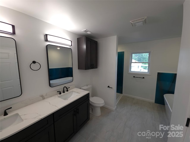 4364 Grover Pl, Granite Falls, NC 28630 - full bath with a freestanding bath, double vanity, and a shower