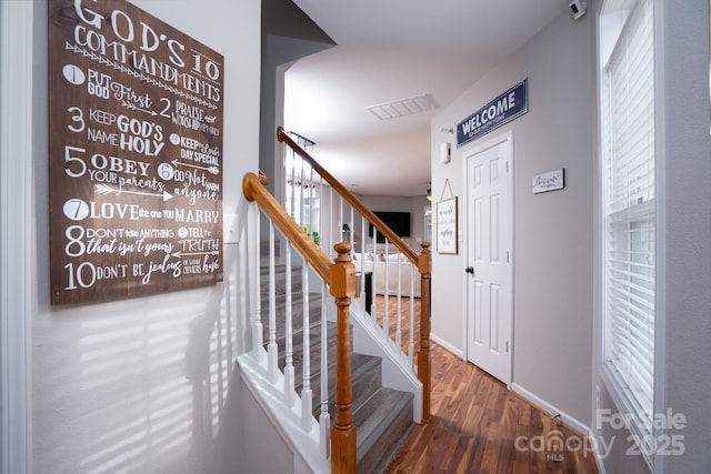 12719 Walking Stick Dr, Charlotte, NC 28278 - staircase with wood finished floors, plenty of natural light, and baseboards
