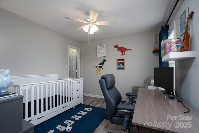 12719 Walking Stick Dr, Charlotte, NC 28278 - office featuring wood finished floors and a ceiling fan
