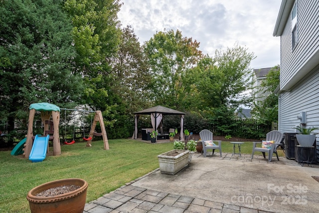 12719 Walking Stick Dr, Charlotte, NC 28278 - view of patio / terrace with a playground and a gazebo