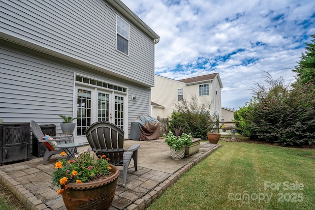 12719 Walking Stick Dr, Charlotte, NC 28278 - view of grassy yard featuring french doors and a patio