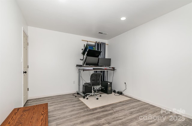8429 Meadowcroft Ct, Charlotte, NC 28215 - office with wood finished floors, recessed lighting, and baseboards