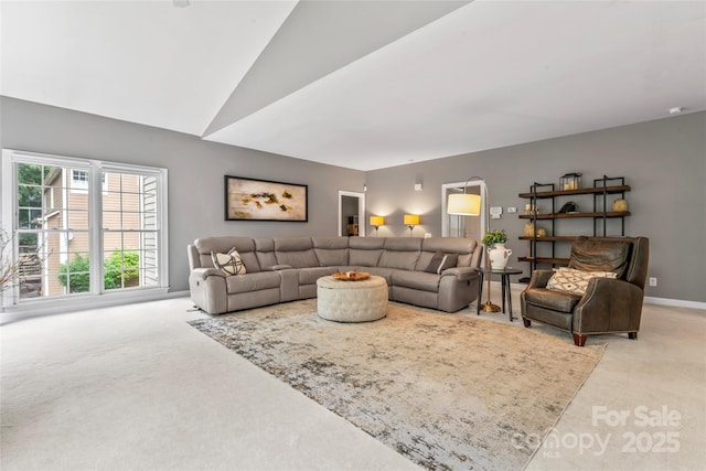 5233 Fairvista Dr, Charlotte, NC 28269 - carpeted living area with lofted ceiling