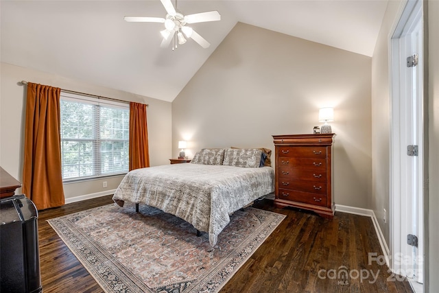 1648 Jonesberry Dr, Rock Hill, SC 29732 - bedroom with dark wood-style floors, baseboards, ceiling fan, and high vaulted ceiling