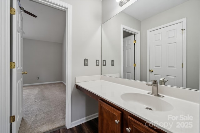 2028 Covered Bridge Ct, Rock Hill, SC 29732 - bathroom with vanity, baseboards, and ceiling fan