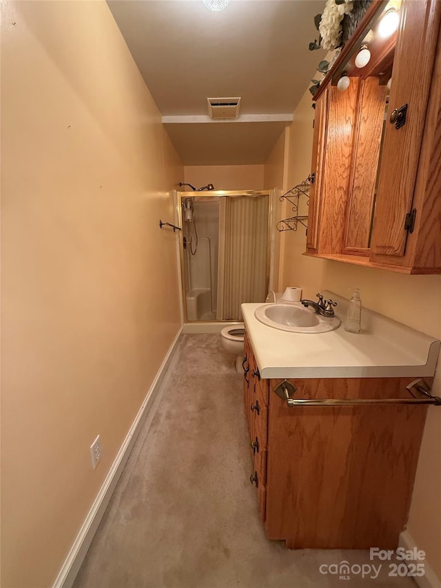 3586 US-70 Rd W, Marion, NC 28752 - full bathroom featuring a shower, vanity, toilet, and baseboards