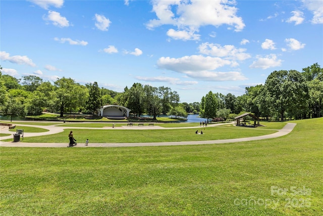 1500 Lynway Dr, Charlotte, NC 28203 - view of community with a lawn, a water view, and view of wooded area