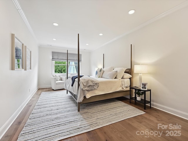 735 Davidson Run Ln, Davidson, NC 28036 - bedroom with ornamental molding, baseboards, wood finished floors, and recessed lighting