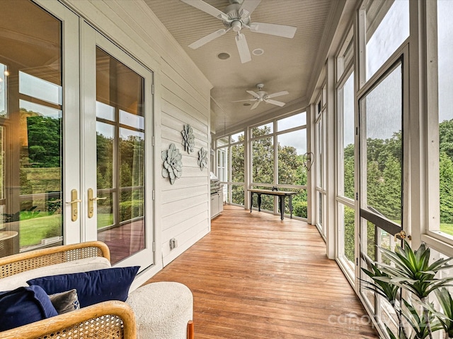 735 Davidson Run Ln, Davidson, NC 28036 - sunroom / solarium featuring french doors and a ceiling fan