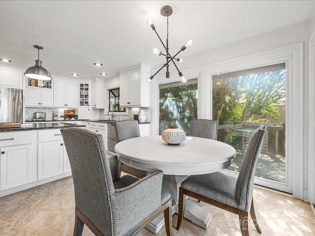 15 Old Stage Trl, Clover, SC 29710 - dining area with plenty of natural light, a chandelier, and recessed lighting