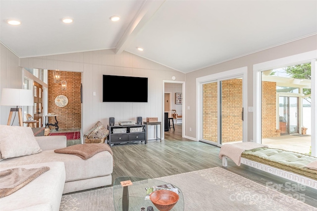 5114 Leisure Ln, Sherrills Ford, NC 28673 - living room featuring wood finished floors, crown molding, baseboards, and recessed lighting