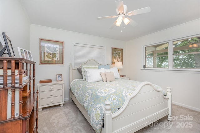 5114 Leisure Ln, Sherrills Ford, NC 28673 - bedroom featuring light colored carpet, baseboards, and a ceiling fan